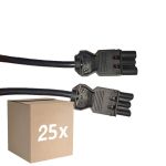 Opakowanie 25x Noxion GST - Kompatybilny Przewód przedłużający Czarny - Męski + Płeć Żeńska - 1m - 3 pole 1,5mm2