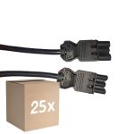 Opakowanie 25x Noxion GST - Kompatybilny Przewód przedłużający Czarny - Męski + Płeć Żeńska - 1,5m - 3 pole 1,5mm2