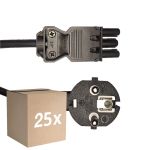 Opakowanie 25x Noxion GST - Kompatybilny Kabel zasilający Czarny - Płeć Żeńska + Schuko Europlug - 3m - 3 pole 0.75mm2