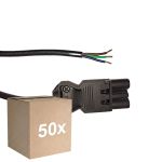 Opakowanie 50x Noxion GST - Kompatybilny Kabel zasilający Czarny - Męski + Końcówki otwarte - 0,3m - 3 pole 0,75mm2