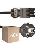 Opakowanie 50x Noxion GST-Kompatybilny Kabel zasilający - Płeć Żeńska + Schuko Europlug - Czarny 1.5m - 3 pole 0.75mm2