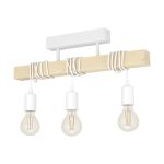 Eglo Lampa sufitowa Townshend Stal Valkoinen Drewno | IP20 - Nadaje Się Do 3x E27 