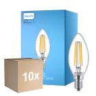Opakowanie 10x Philips Corepro LED Świeca E14 Włókno Przezroczysty 6.5W 806lm - 827 Bardzo Ciepła Biel | Zamienne 60W