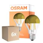 Opakowanie 6x Osram Classic LED E27 Gruszka Włókno Mirror Złoty 4W 400lm - 827 Bardzo Ciepła Biel | Zamienne 35W