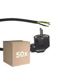 Opakowanie 50x Noxion Power Kabel zasilający Czarny - Schuko Europlug + Końcówki otwarte - 2m - 3 pole 0,75mm2