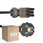 Opakowanie 50x Noxion GST-Kompatybilny Kabel zasilający - Płeć Żeńska + Schuko Europlug - Czarny 1.5m - 3 pole 0.75mm2